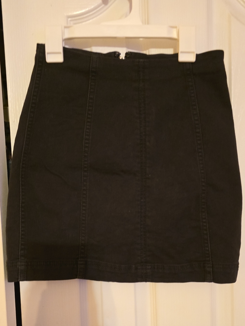 Free People Washed Black Panel Seam Stretch Jean Mini Skirt Sz 2